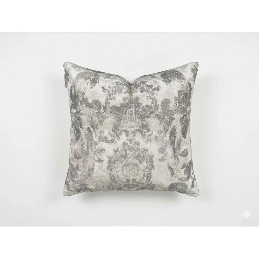 Isabella Collection byKathy Fielder Luxury Damask Decorative Pillow 26x26 Silver